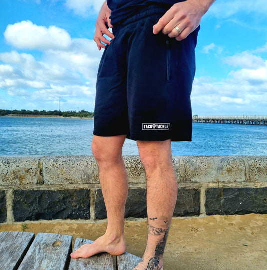 Black trackie online shorts