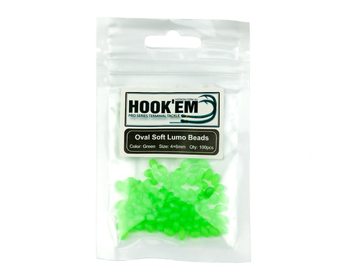 Hook'em Lumo Beads Oval - Green (4x6)