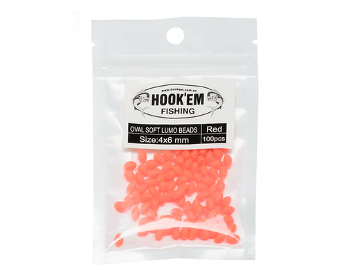 Hook'em Lumo Beads Oval Red